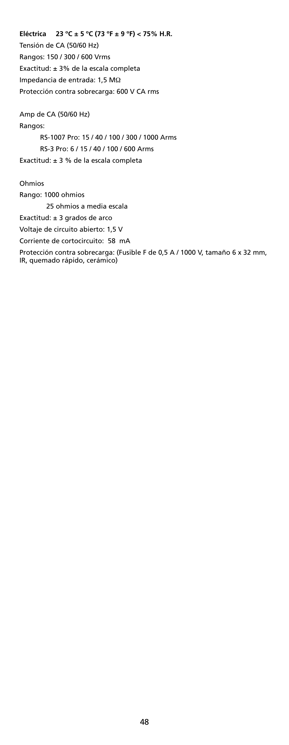 Amprobe RS-1007-PRO Analog-Clamp-Meter-Series User Manual | Page 50 / 64