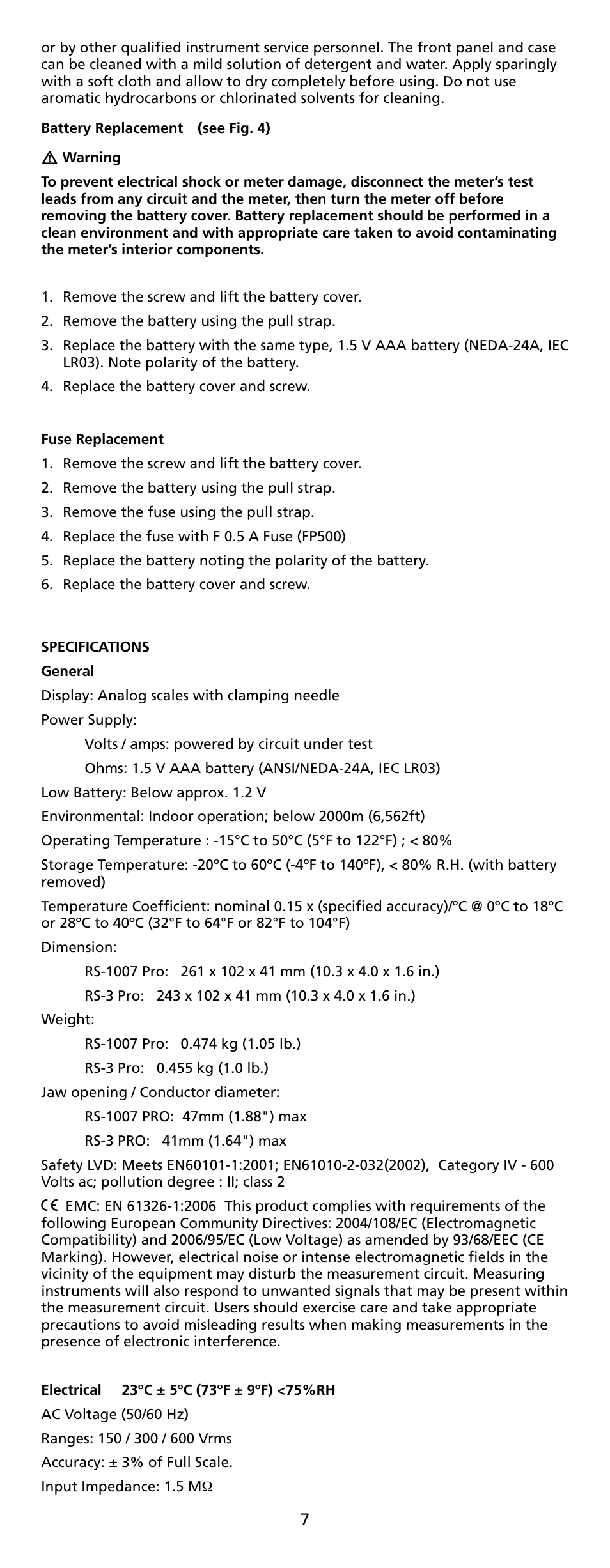 Amprobe RS-1007-PRO Analog-Clamp-Meter-Series User Manual | Page 9 / 64