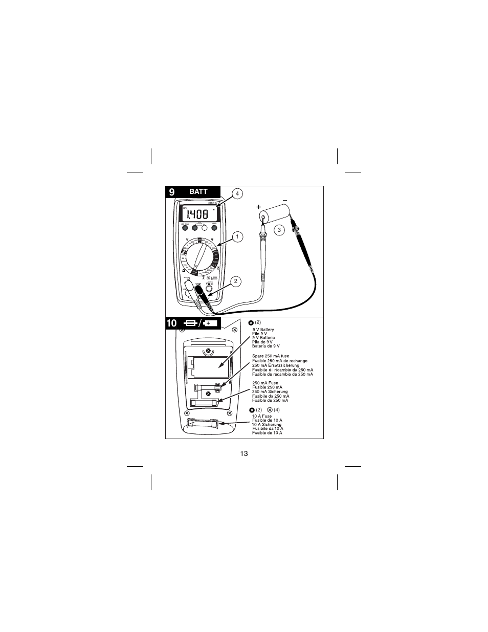 Batt | Amprobe 30XR-A Professional-Digital-Multimeter User Manual | Page 19 / 53