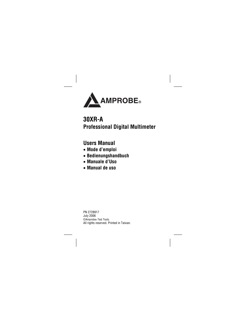 30xr-a, Professional digital multimeter, Users manual | Amprobe 30XR-A Professional-Digital-Multimeter User Manual | Page 5 / 53