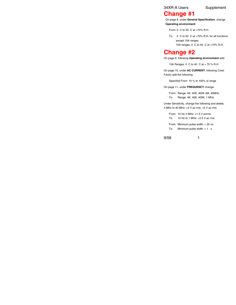 Change #1, Change #2 | Amprobe 34XR-A Professional-Digital-Multimeter User Manual | Page 2 / 73