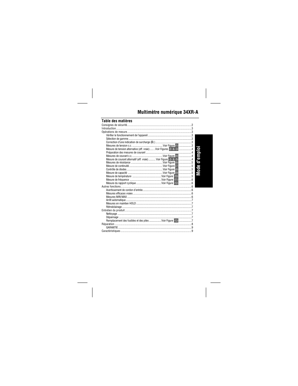 Français, Multimètre numérique 34xr-a, Mo de d 'e m pl oi | Amprobe 34XR-A Professional-Digital-Multimeter User Manual | Page 25 / 73