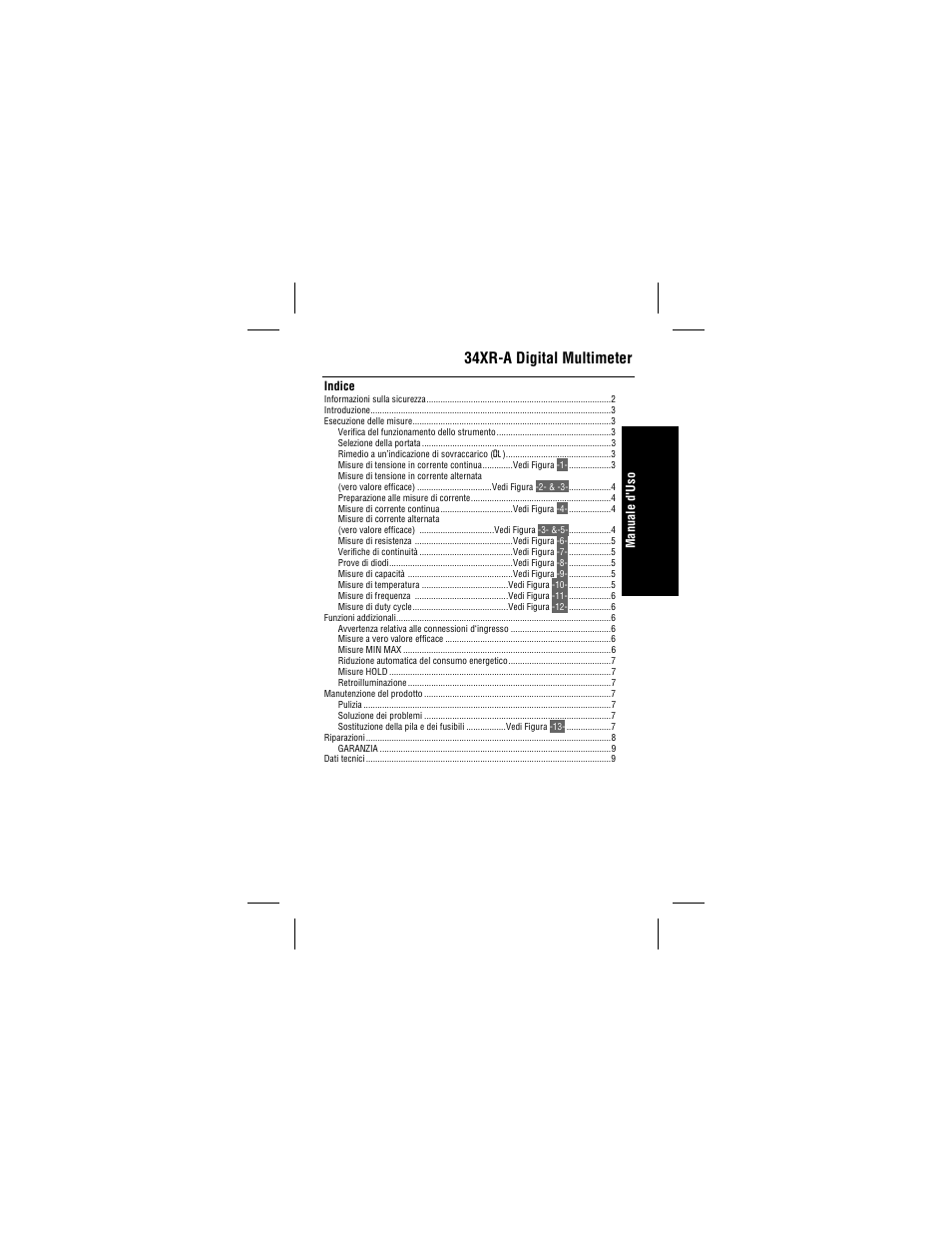 Italiano, 34xr-a digital multimeter, Indice | Ma n ual e d' us o | Amprobe 34XR-A Professional-Digital-Multimeter User Manual | Page 49 / 73
