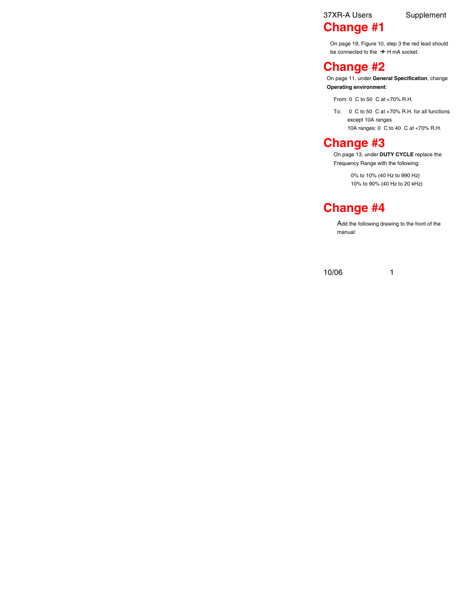 Change #1, Change #2, Change #3 | Change #4 | Amprobe 37XR-A Professional-Digital-Multimeter User Manual | Page 2 / 86
