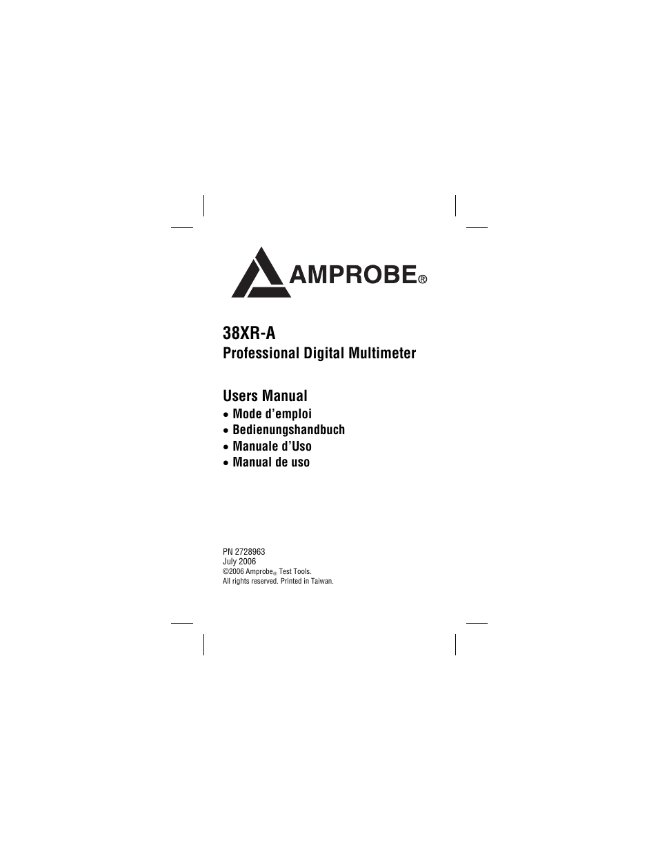 38xr-a, Professional digital multimeter, Users manual | Amprobe 38XR-A Professional-Digital-Multimeter User Manual | Page 3 / 92