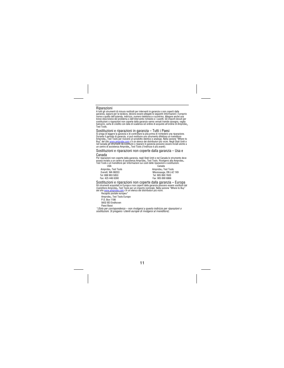 Riparazioni | Amprobe 38XR-A Professional-Digital-Multimeter User Manual | Page 71 / 92