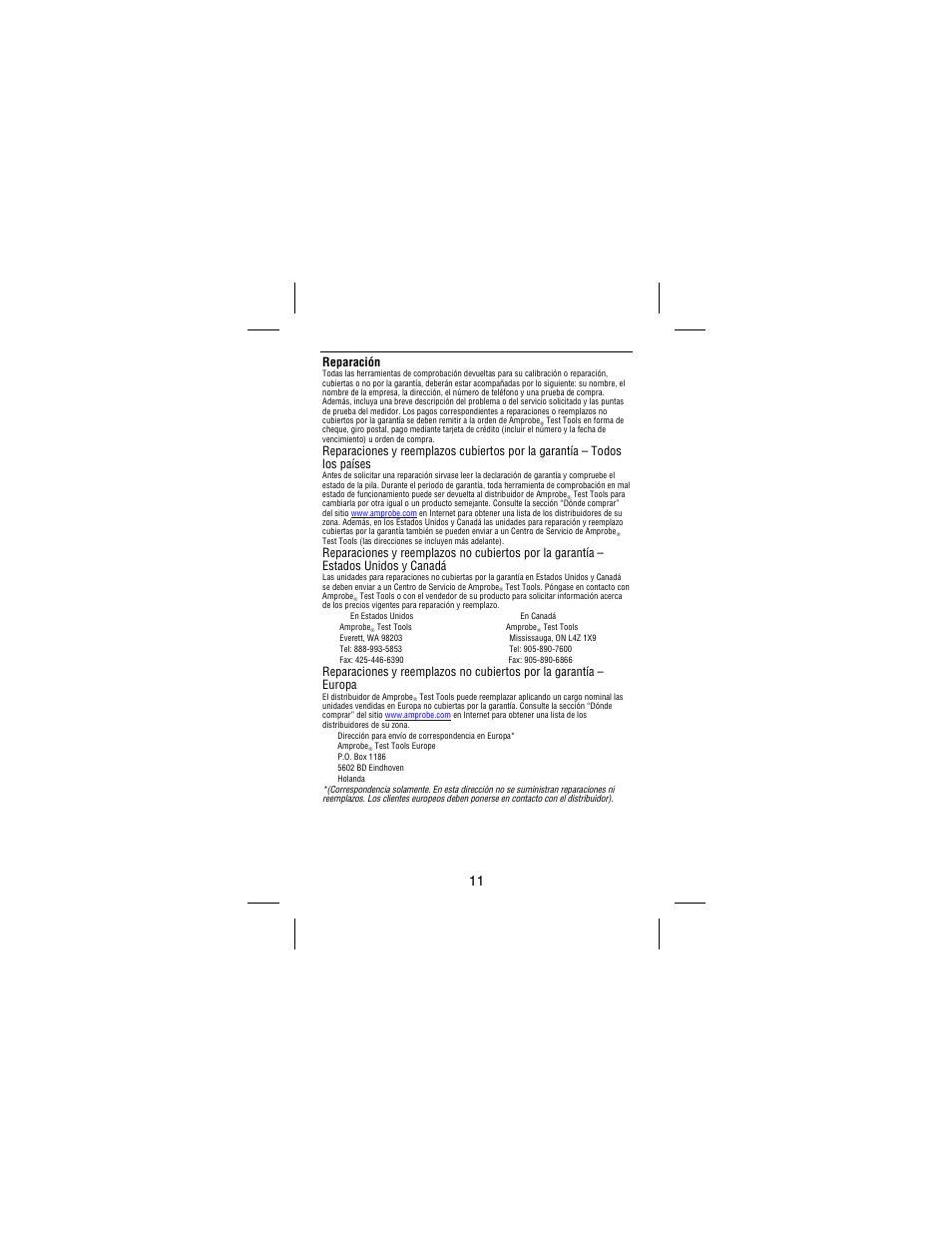 Reparación | Amprobe 38XR-A Professional-Digital-Multimeter User Manual | Page 87 / 92