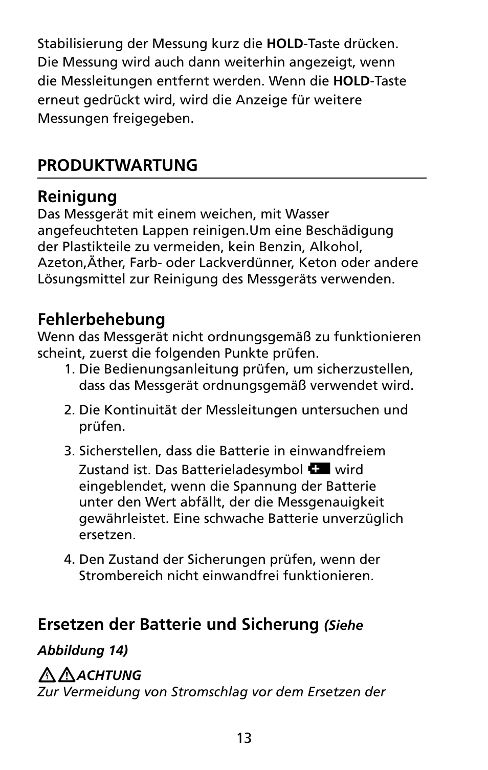 Produktwartung reinigung, Fehlerbehebung, Ersetzen der batterie und sicherung | Amprobe 5XP-A 15XP-A 35XP-A User Manual | Page 94 / 126
