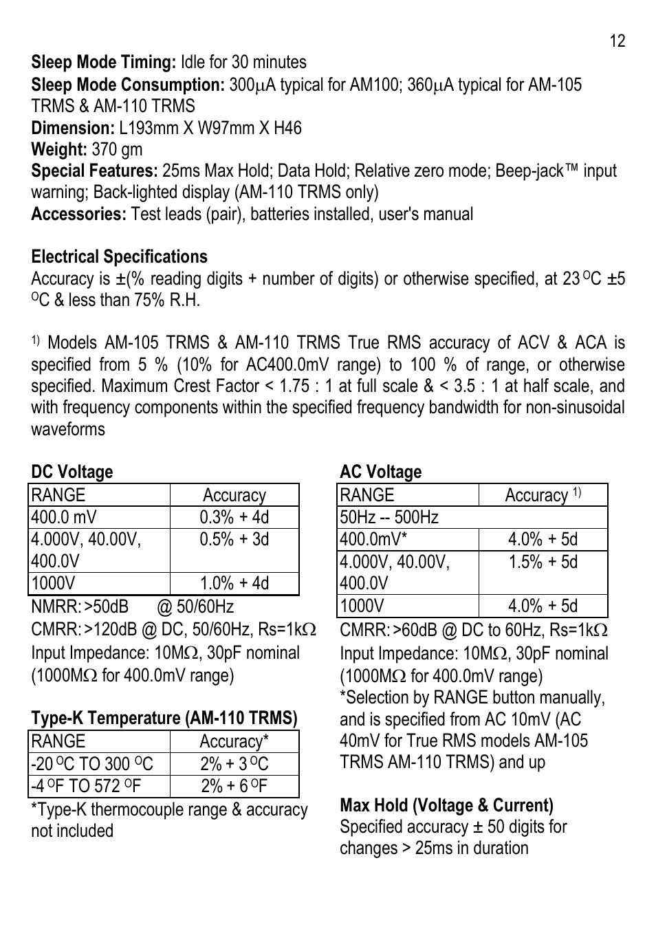 Amprobe AM-100 Digital-Multimeters User Manual | Page 13 / 15