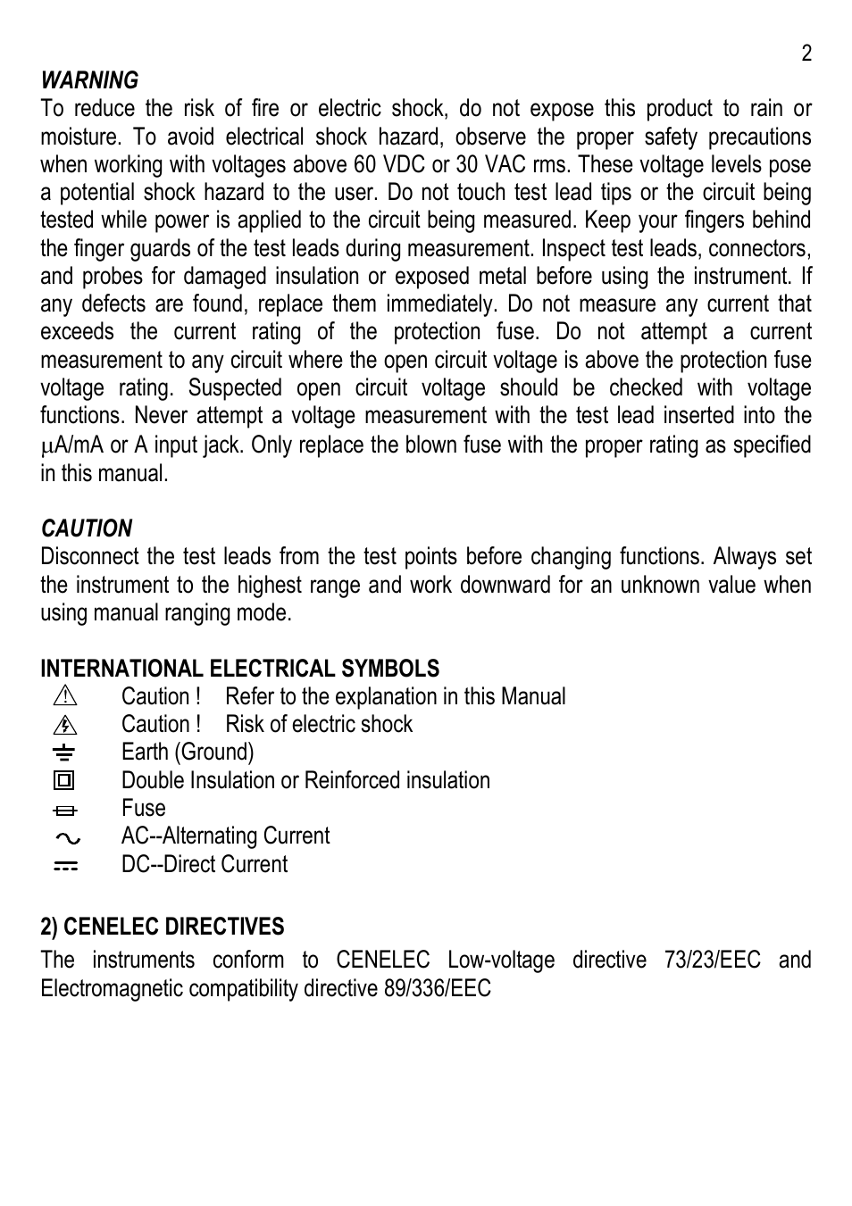 Amprobe AM-100 Digital-Multimeters User Manual | Page 3 / 15