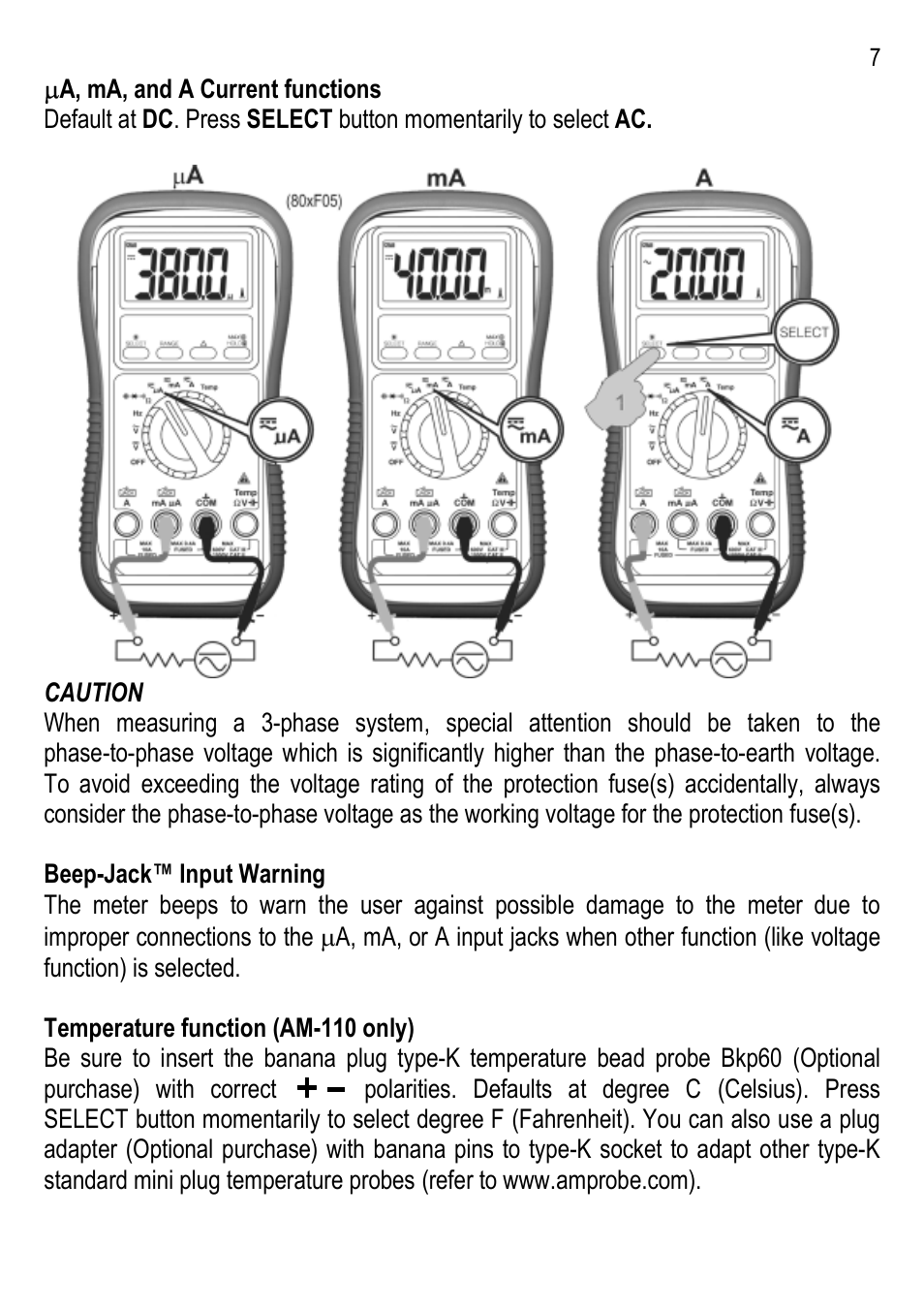 Amprobe AM-100 Digital-Multimeters User Manual | Page 8 / 15