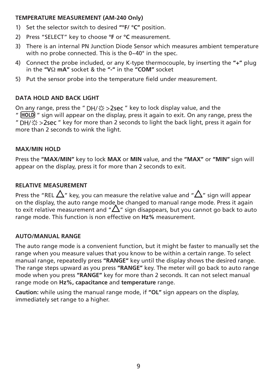 Amprobe AM-220 Digital-Multimeters User Manual | Page 13 / 75