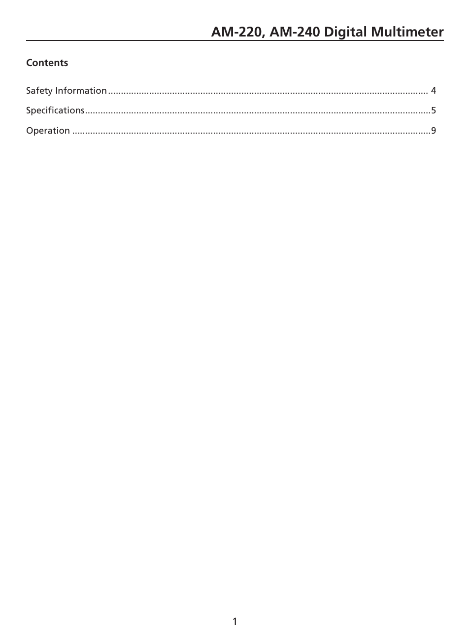 Amprobe AM-220 Digital-Multimeters User Manual | Page 5 / 75