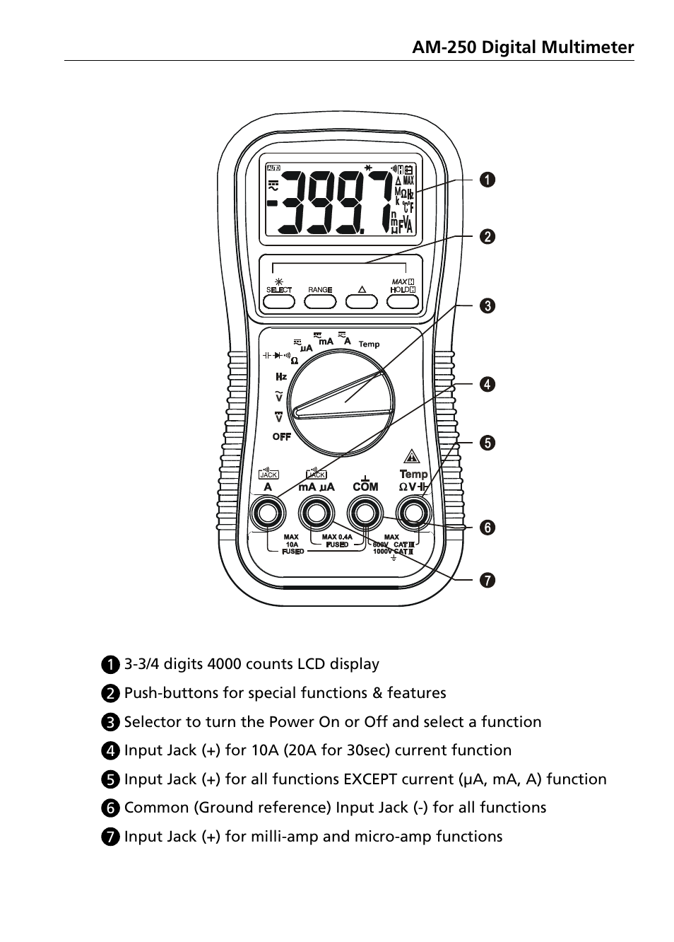 Amprobe AM-250 Digital-Multimeter User Manual | Page 5 / 22