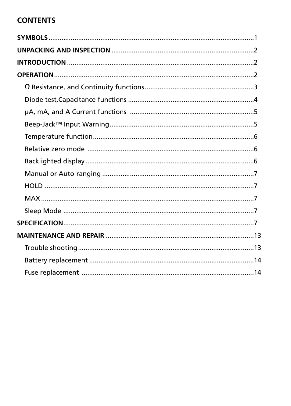 Amprobe AM-250 Digital-Multimeter User Manual | Page 6 / 22