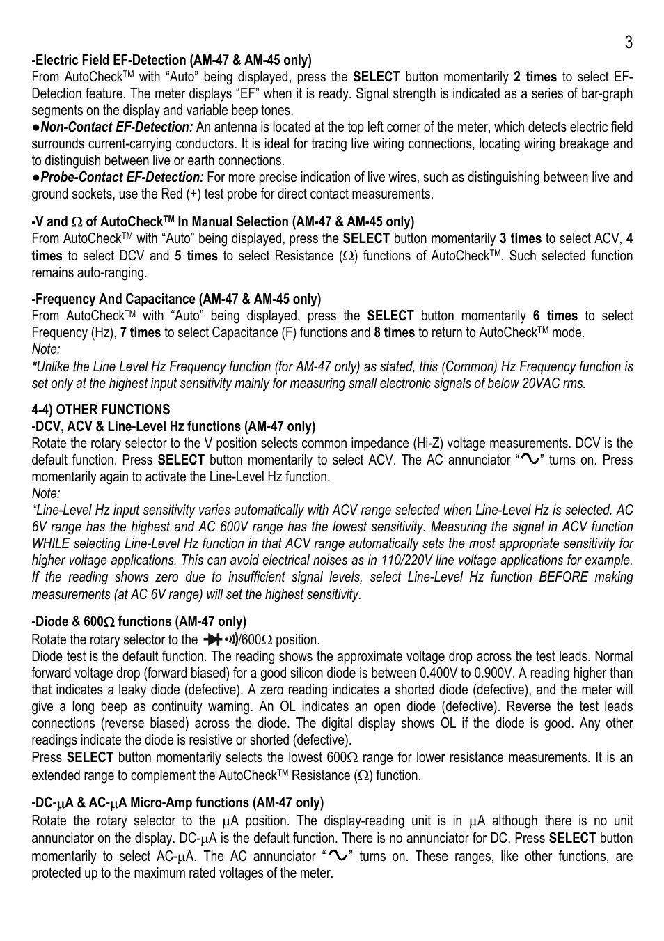 Amprobe AM-42 Multimeters User Manual | Page 3 / 8