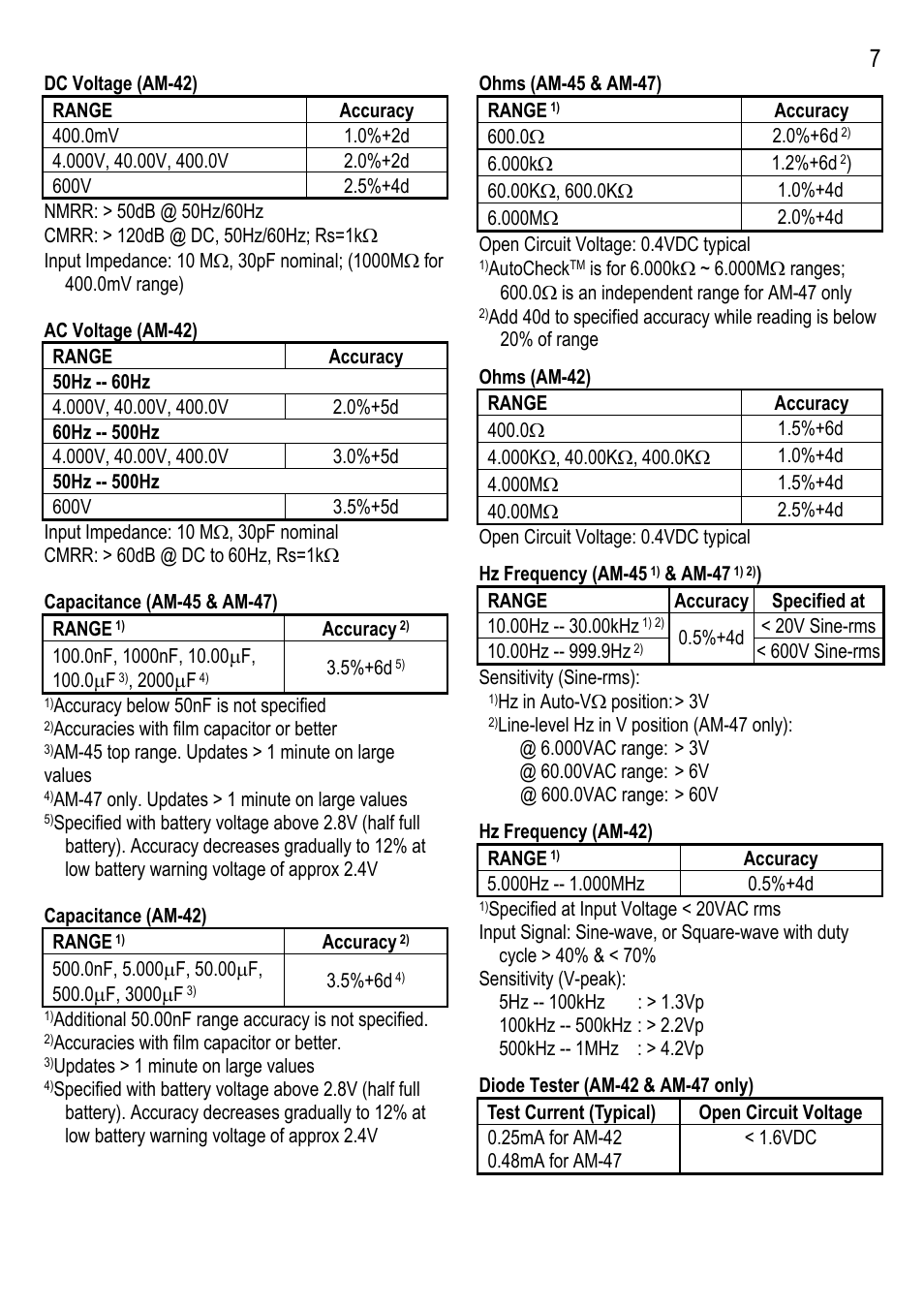 Amprobe AM-42 Multimeters User Manual | Page 7 / 8