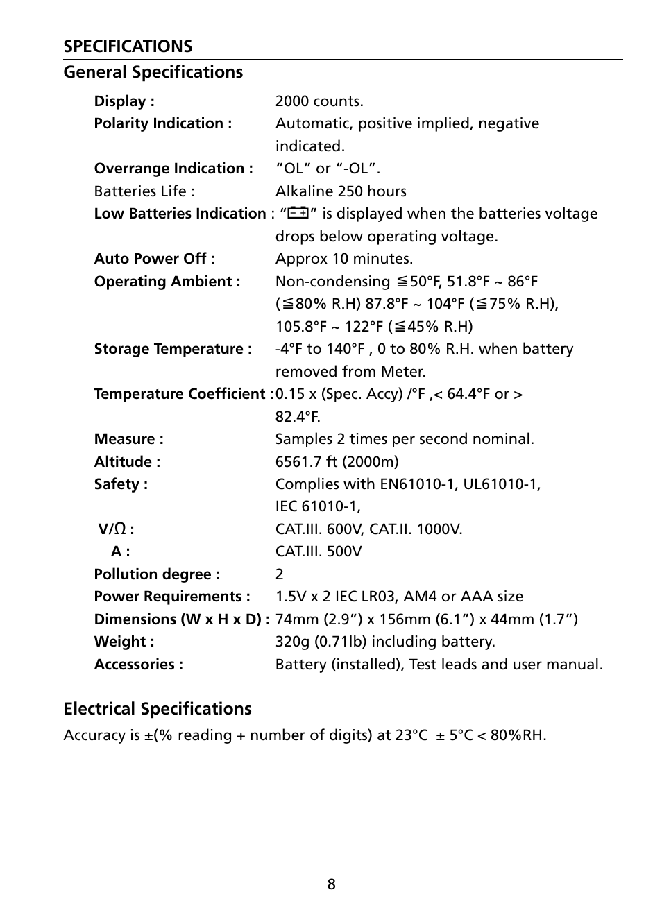 Amprobe AM-60 Compact-Digital-Multimeter User Manual | Page 13 / 20