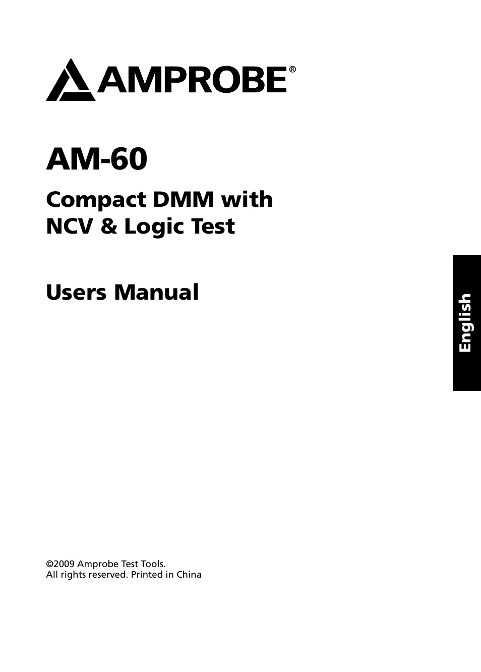 Am-60, Compact dmm with ncv & logic test users manual | Amprobe AM-60 Compact-Digital-Multimeter User Manual | Page 3 / 20