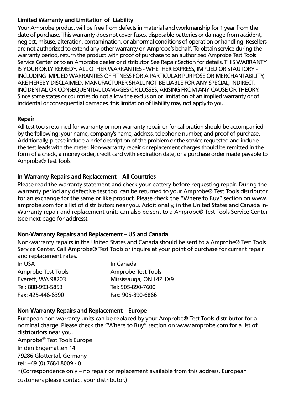Amprobe AM-60 Compact-Digital-Multimeter User Manual | Page 4 / 20