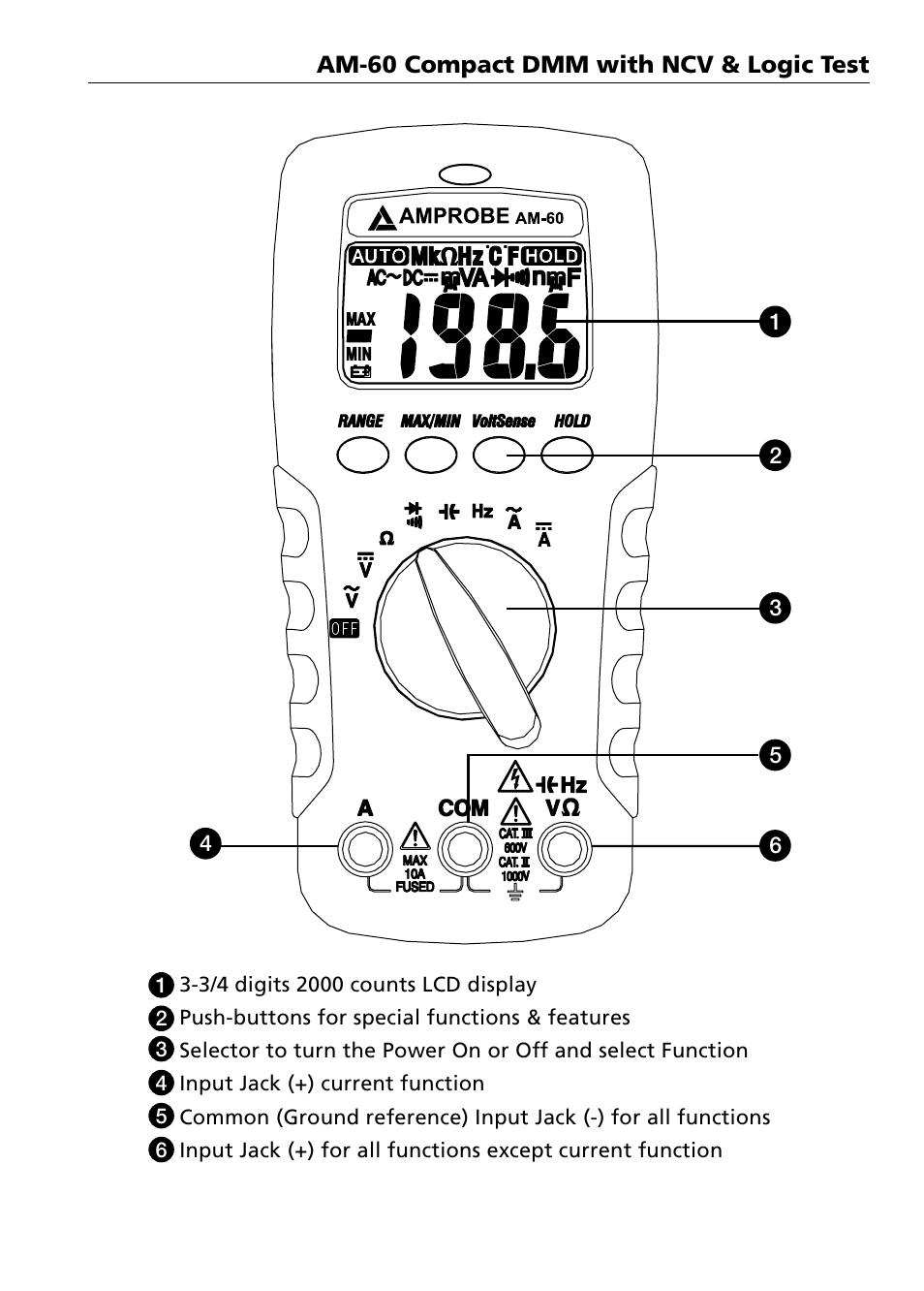 Amprobe AM-60 Compact-Digital-Multimeter User Manual | Page 5 / 20