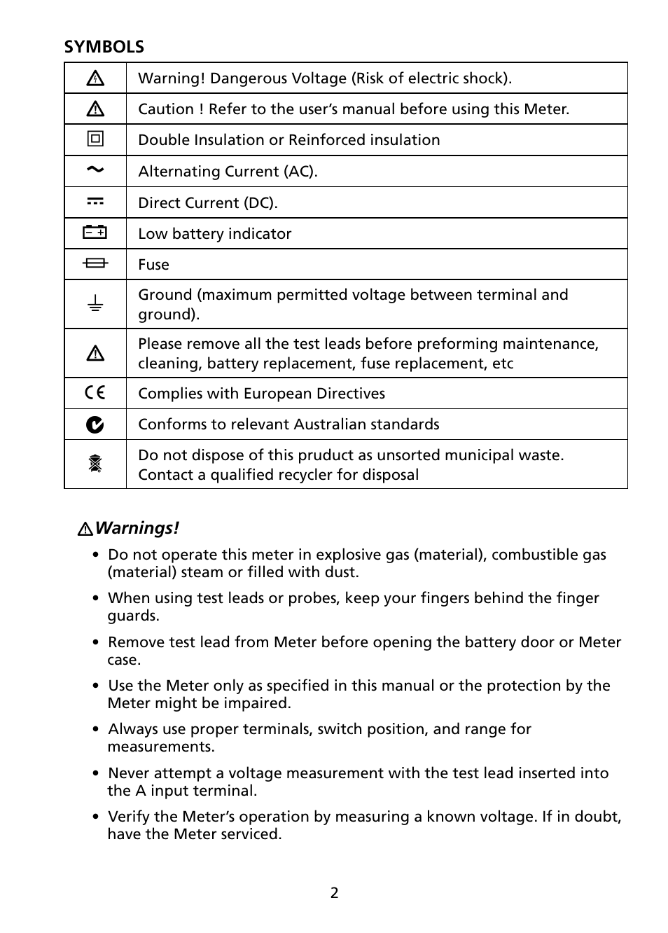 Amprobe AM-60 Compact-Digital-Multimeter User Manual | Page 7 / 20