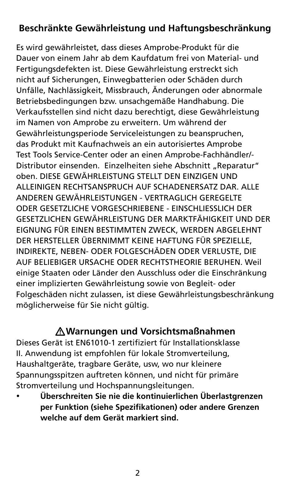 Amprobe AM8C Analog-Multimeter User Manual | Page 28 / 66
