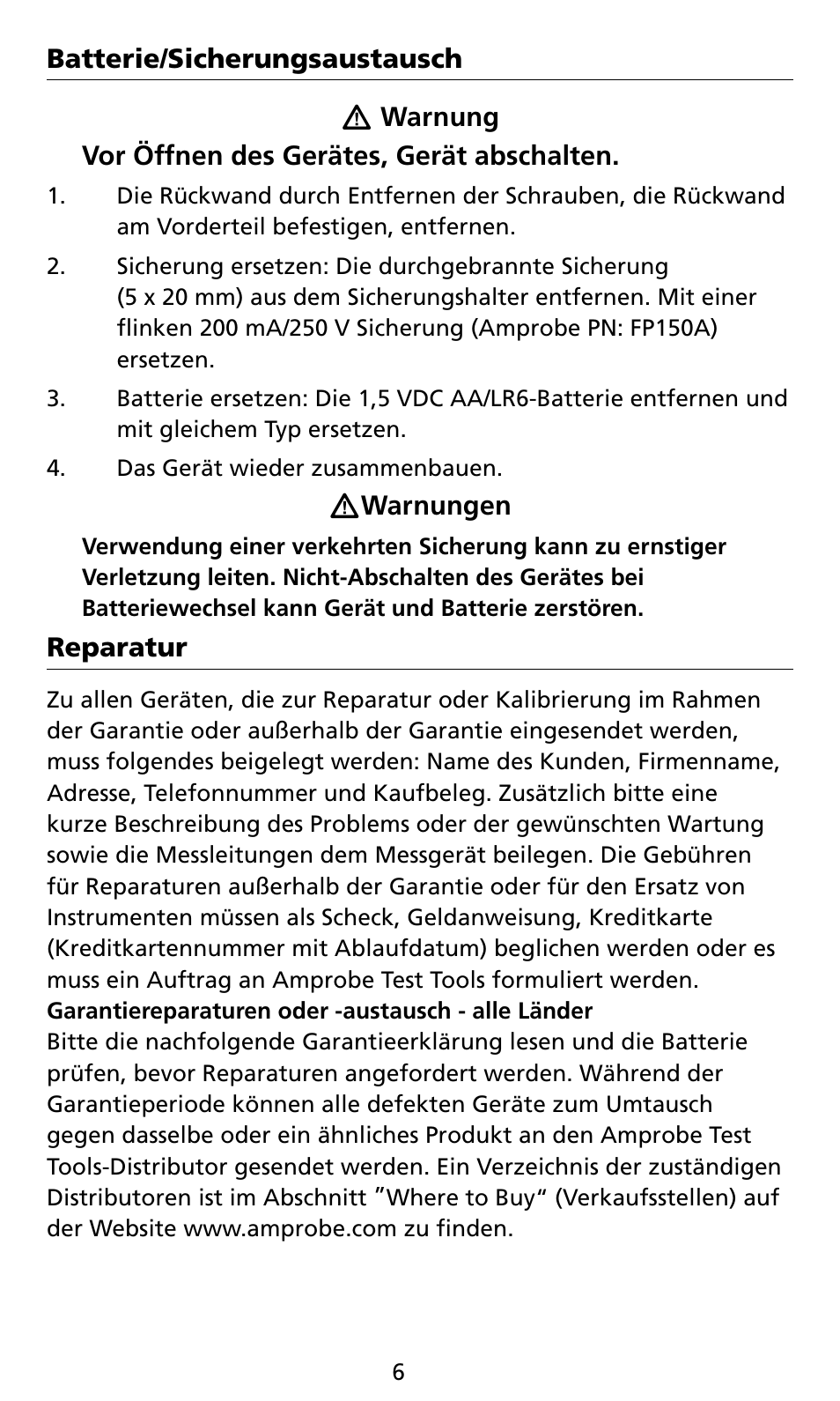 Amprobe AM8C Analog-Multimeter User Manual | Page 32 / 66
