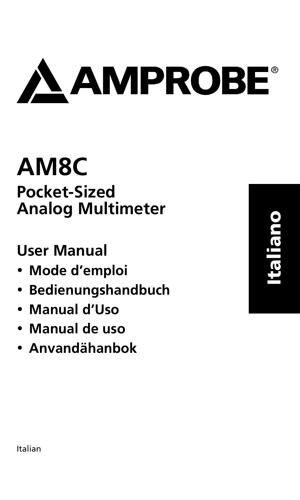 Am8c, Italiano | Amprobe AM8C Analog-Multimeter User Manual | Page 35 / 66