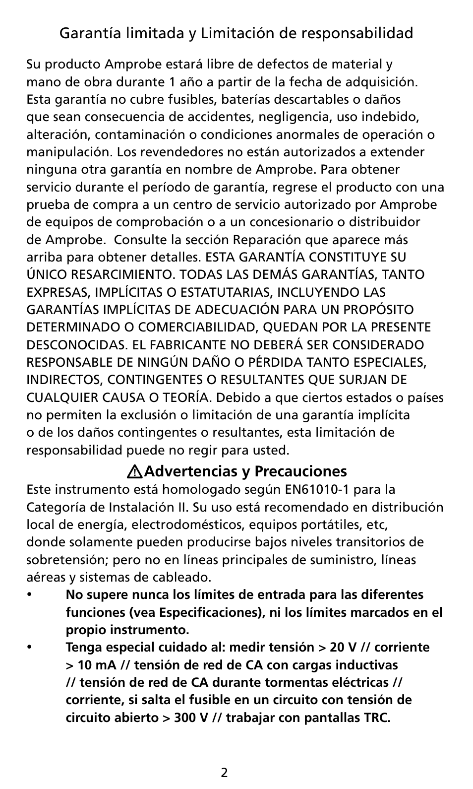 Amprobe AM8C Analog-Multimeter User Manual | Page 48 / 66