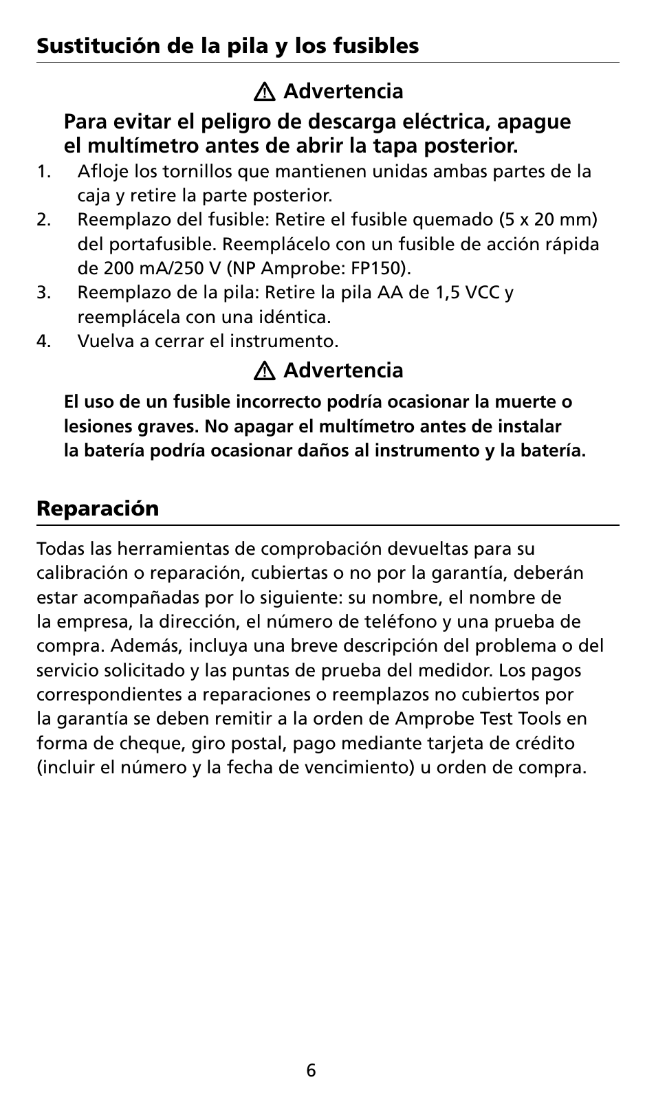 Amprobe AM8C Analog-Multimeter User Manual | Page 52 / 66