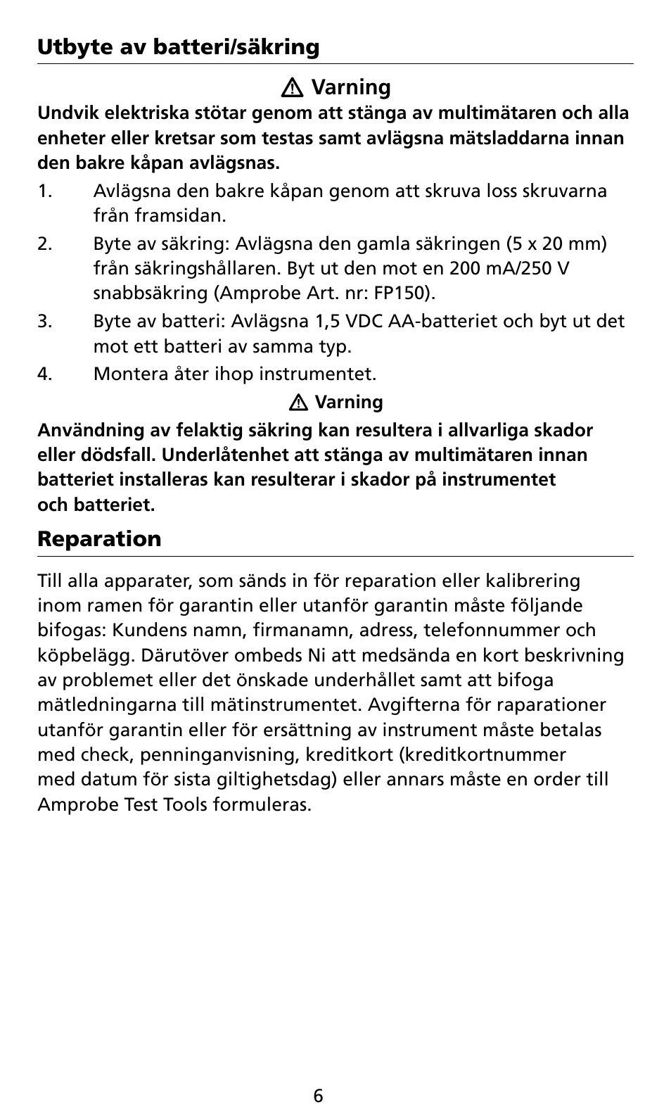 Amprobe AM8C Analog-Multimeter User Manual | Page 62 / 66