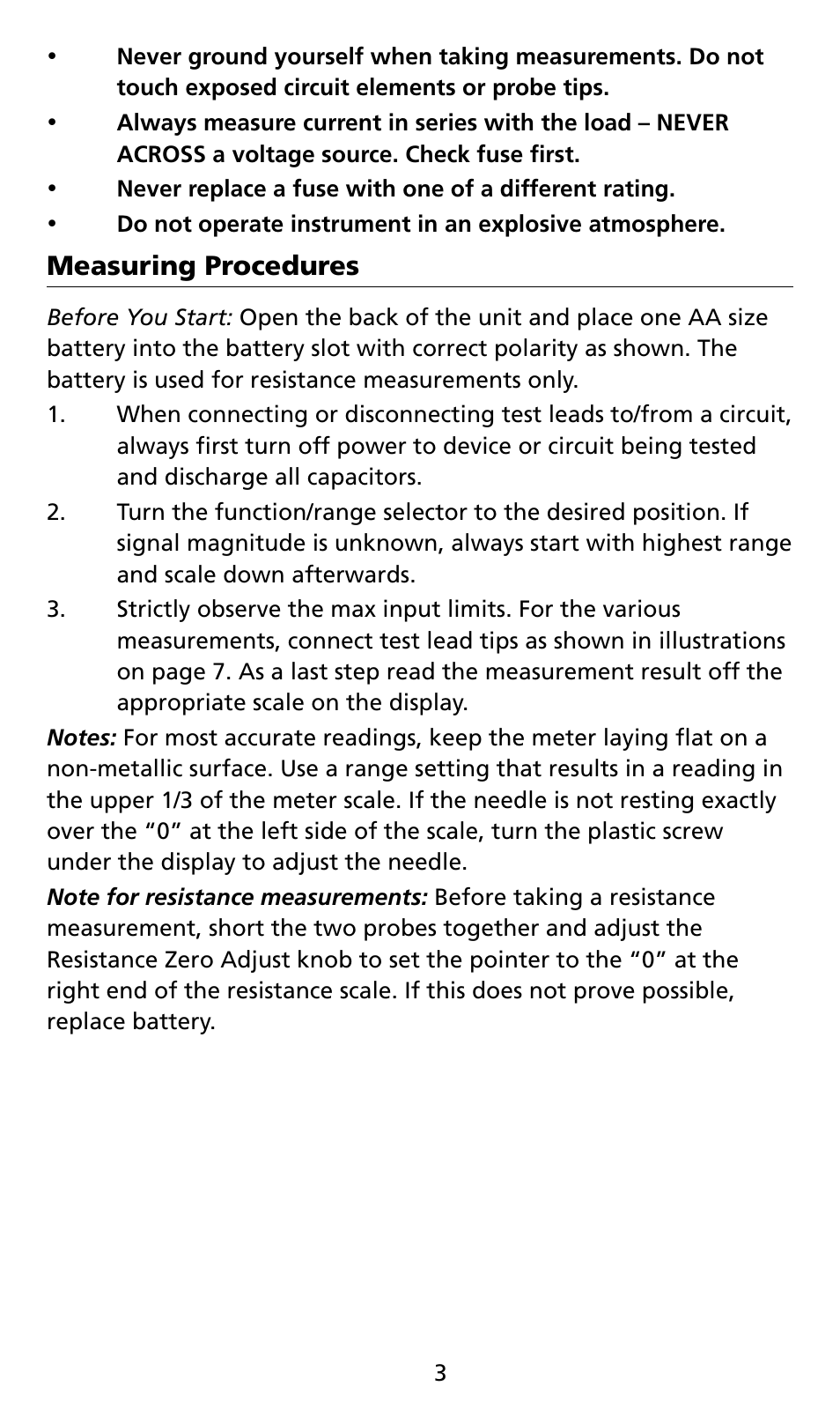Amprobe AM8C Analog-Multimeter User Manual | Page 9 / 66