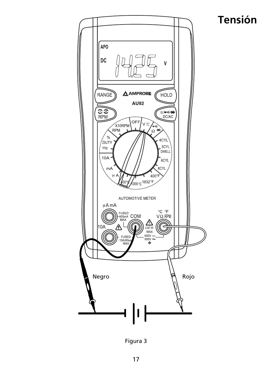 Tensión | Amprobe AU92 Automotive-Multimeter User Manual | Page 119 / 152