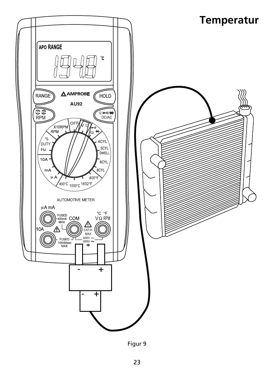 Temperatur | Amprobe AU92 Automotive-Multimeter User Manual | Page 150 / 152