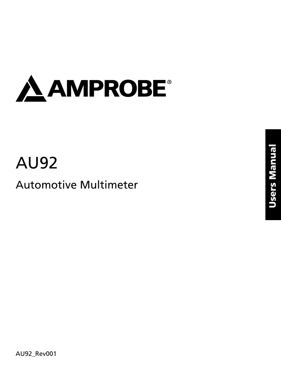 Au92 | Amprobe AU92 Automotive-Multimeter User Manual | Page 2 / 152