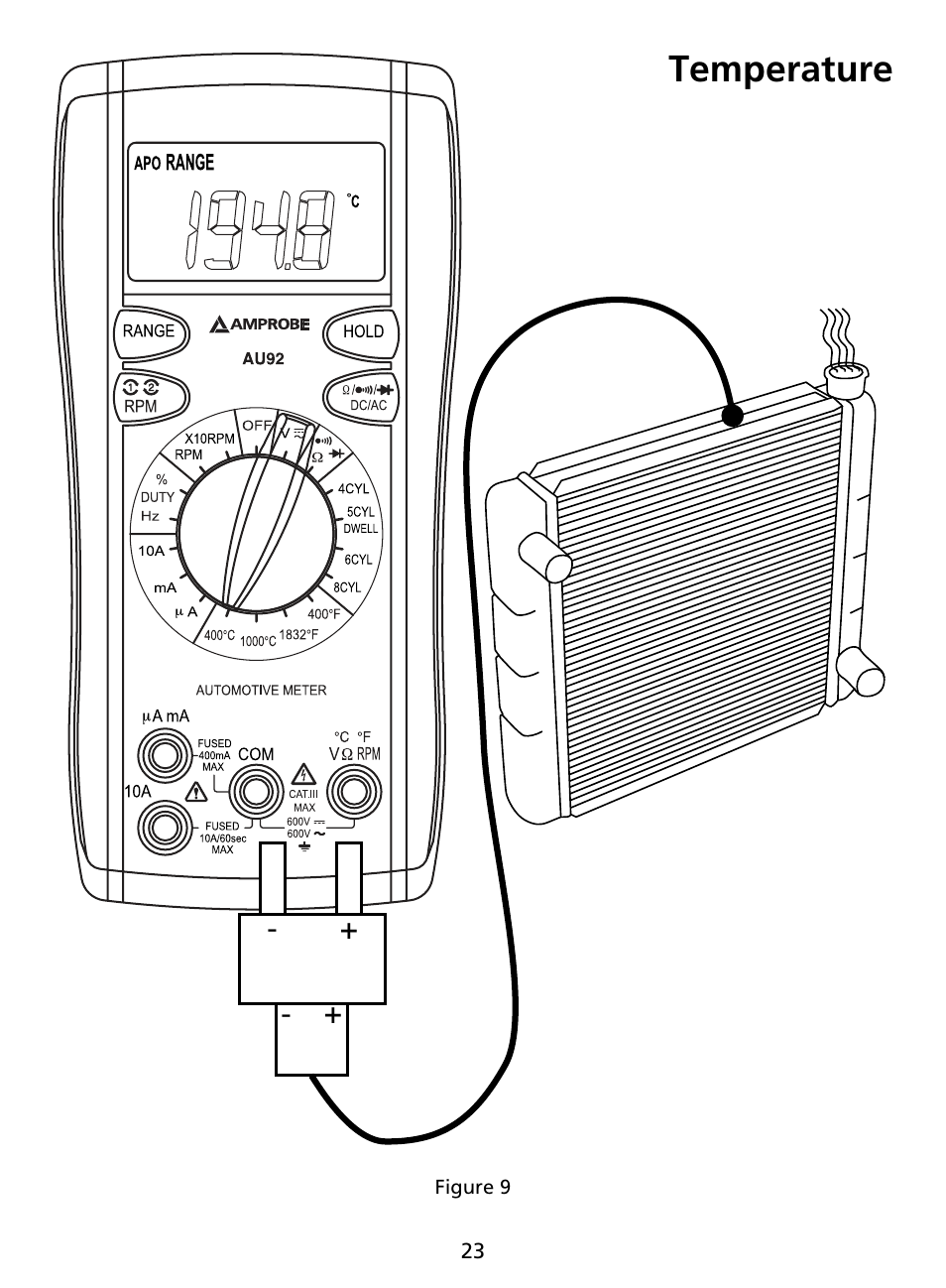 Temperature | Amprobe AU92 Automotive-Multimeter User Manual | Page 25 / 152