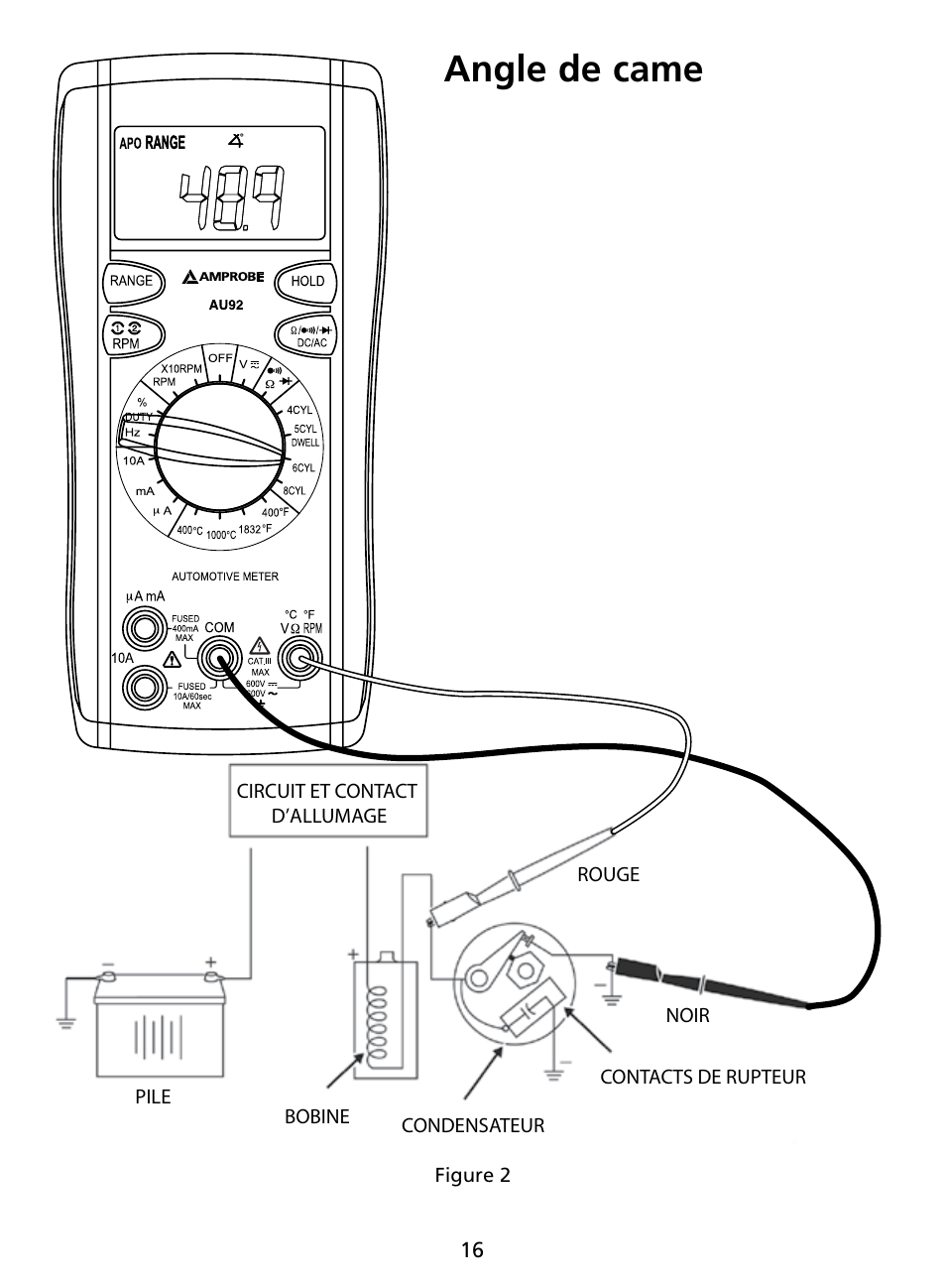 Angle de came | Amprobe AU92 Automotive-Multimeter User Manual | Page 43 / 152