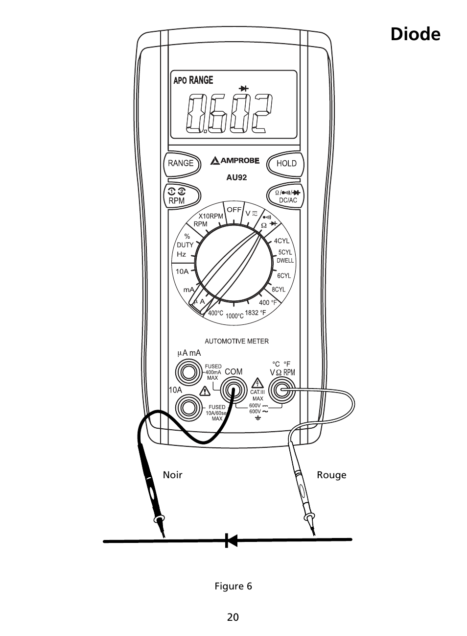 Diode | Amprobe AU92 Automotive-Multimeter User Manual | Page 47 / 152