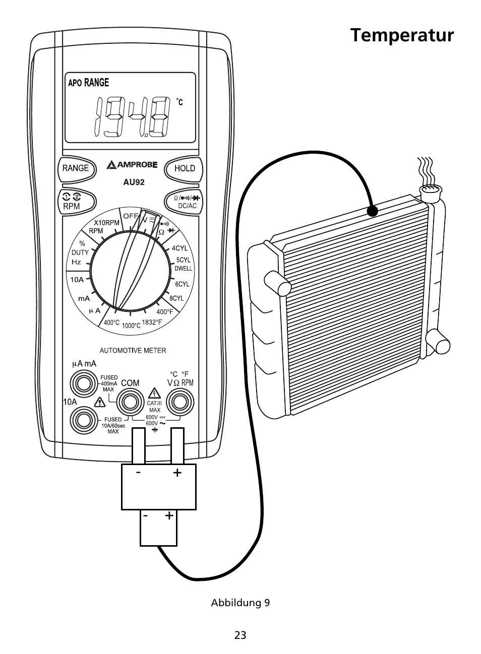 Temperatur | Amprobe AU92 Automotive-Multimeter User Manual | Page 75 / 152