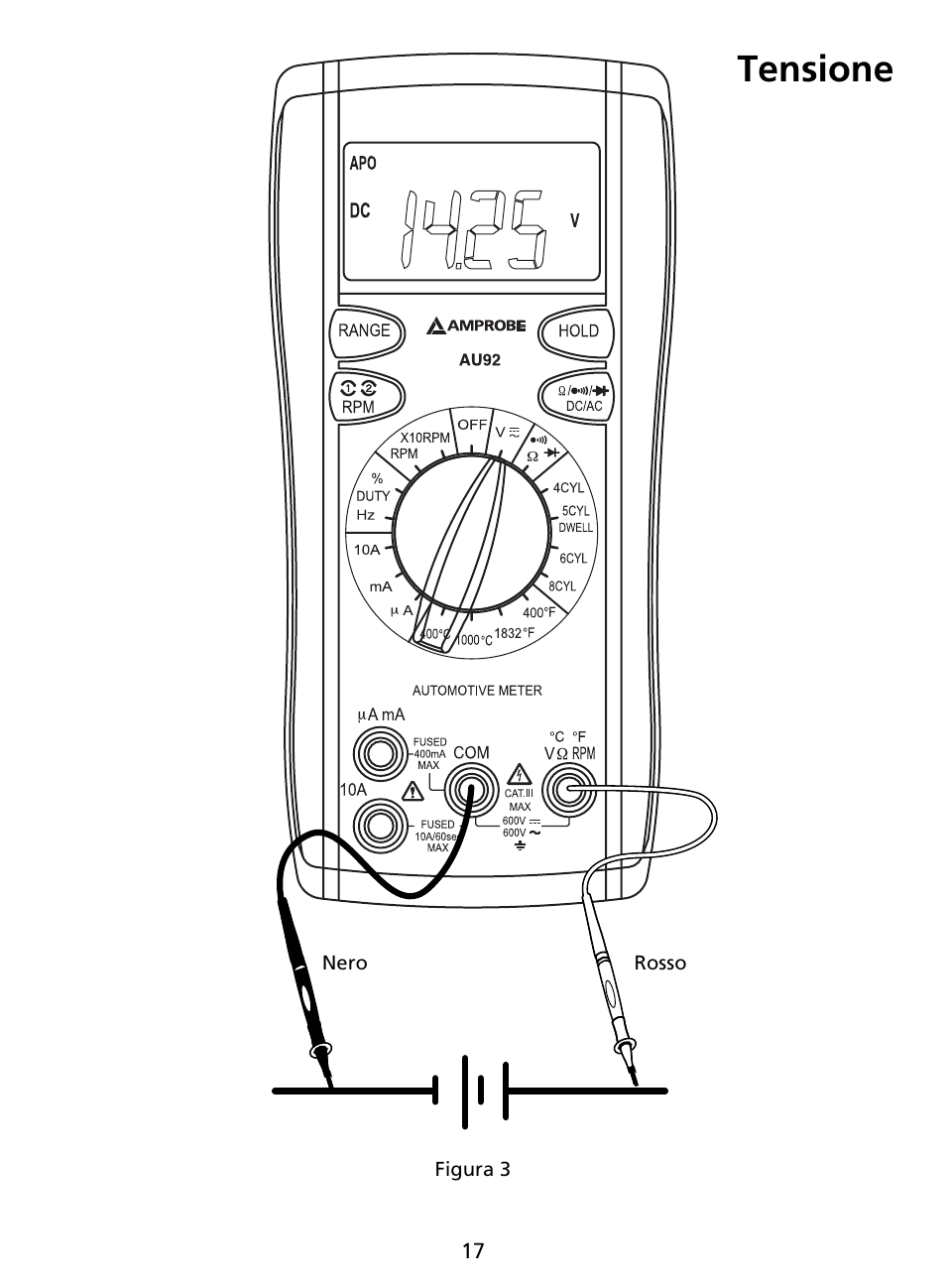 Tensione | Amprobe AU92 Automotive-Multimeter User Manual | Page 94 / 152