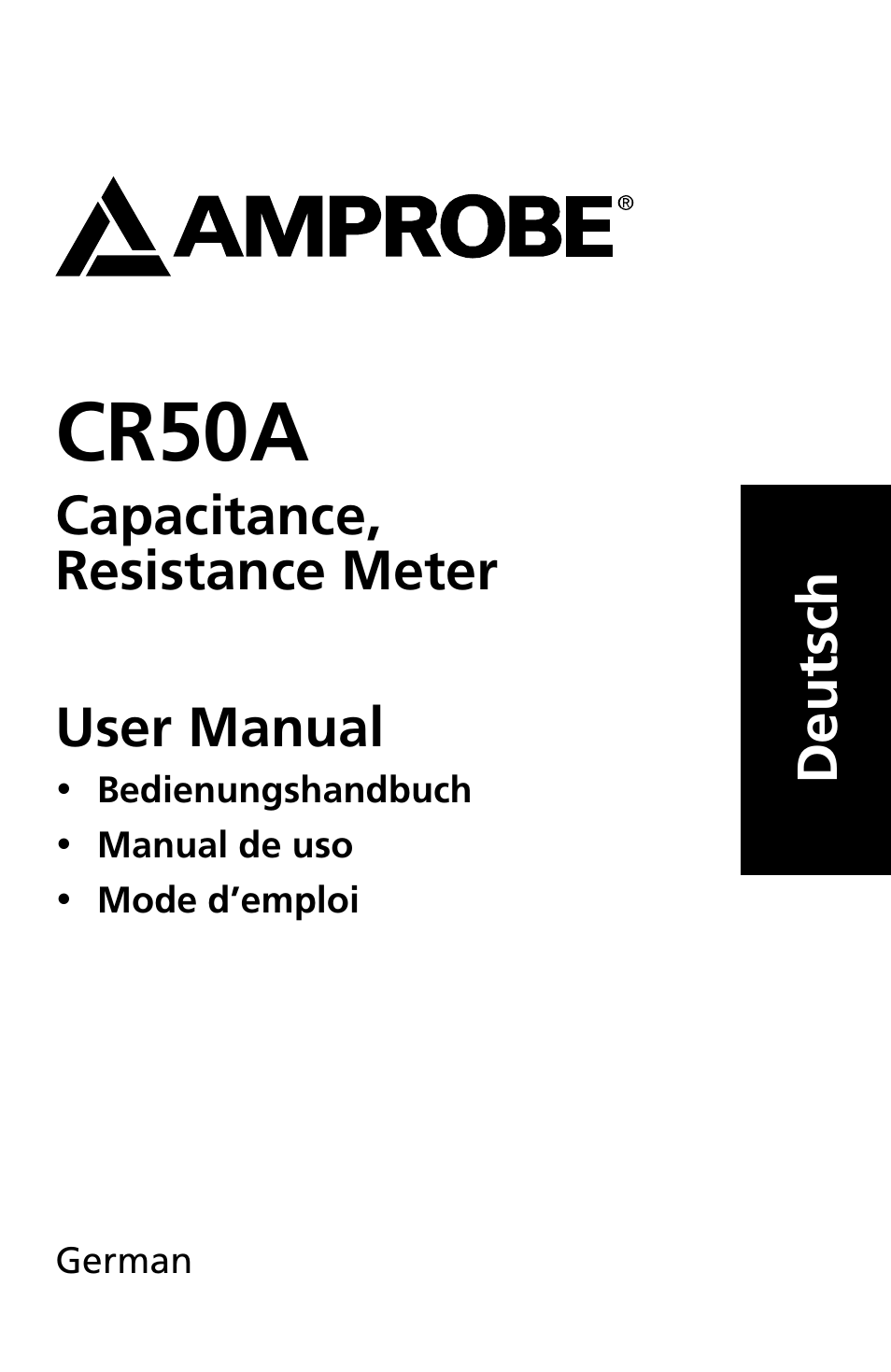 Cr50a | Amprobe CR50A Capacitance-Resistance-Meter User Manual | Page 15 / 46