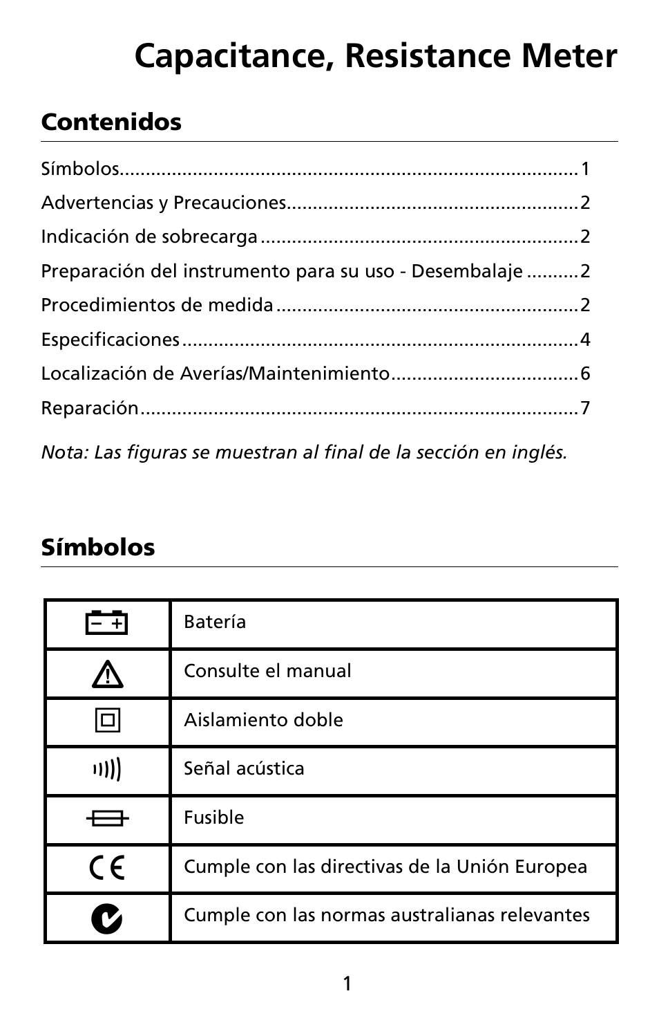 Capacitance, resistance meter | Amprobe CR50A Capacitance-Resistance-Meter User Manual | Page 27 / 46