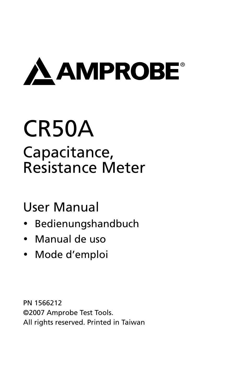 Cr50a | Amprobe CR50A Capacitance-Resistance-Meter User Manual | Page 3 / 46