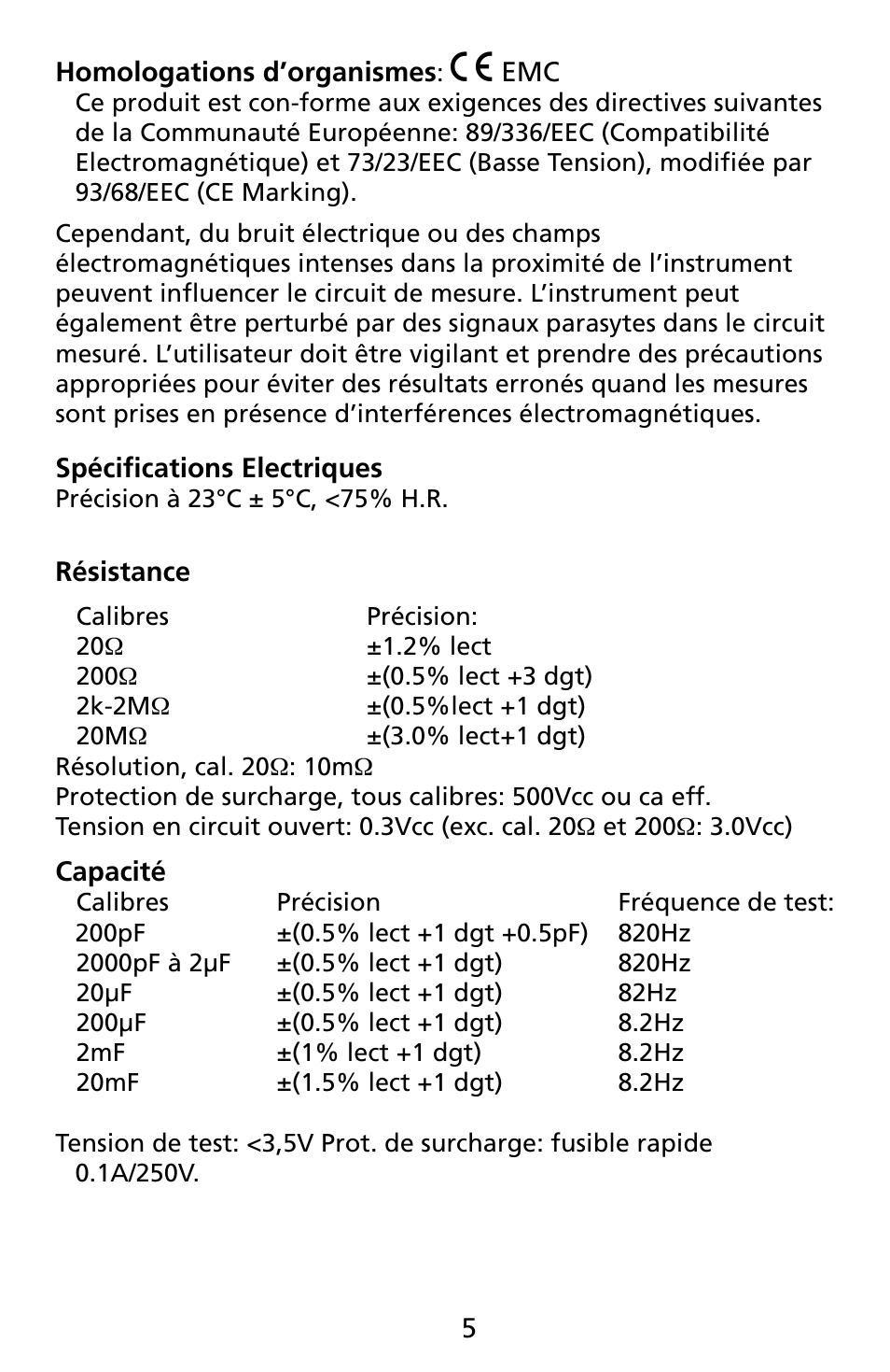 Amprobe CR50A Capacitance-Resistance-Meter User Manual | Page 41 / 46