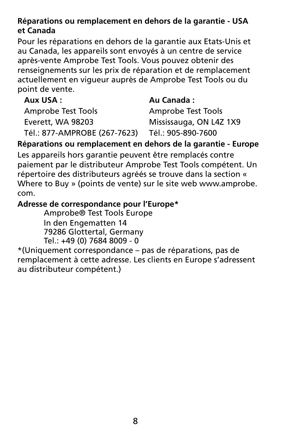Amprobe CR50A Capacitance-Resistance-Meter User Manual | Page 44 / 46