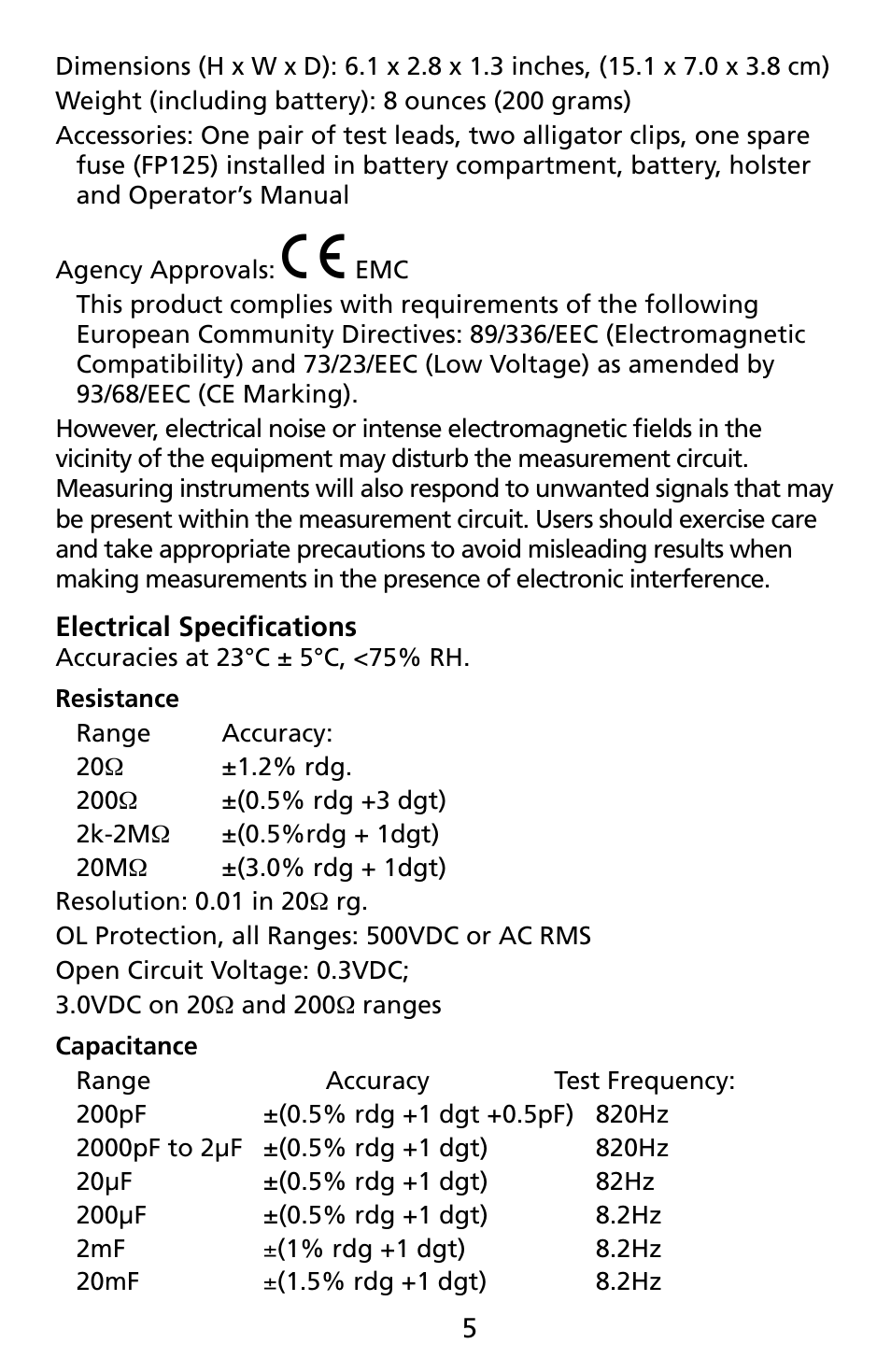 Amprobe CR50A Capacitance-Resistance-Meter User Manual | Page 9 / 46