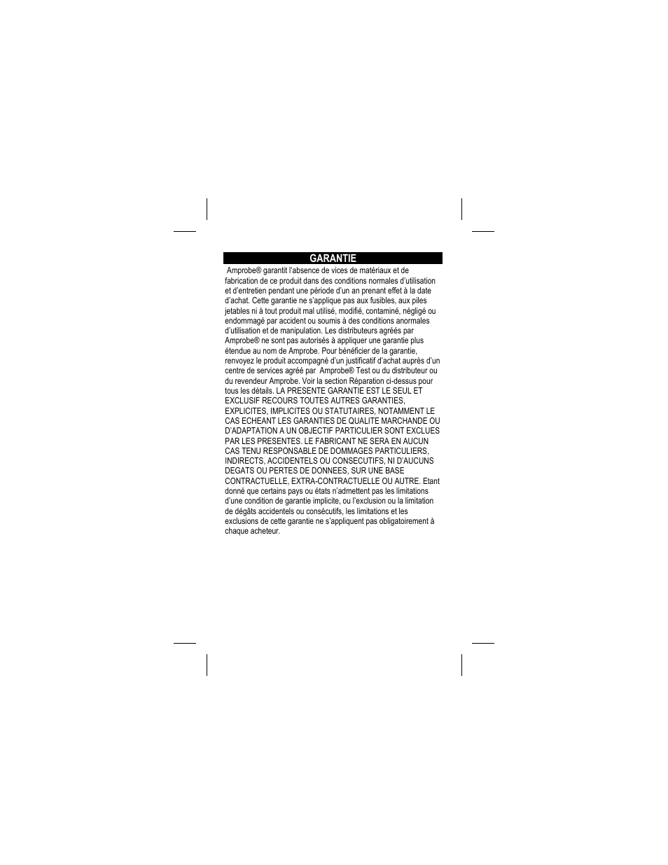 Garantie | Amprobe DM73C Digital-Multimeter User Manual | Page 26 / 55