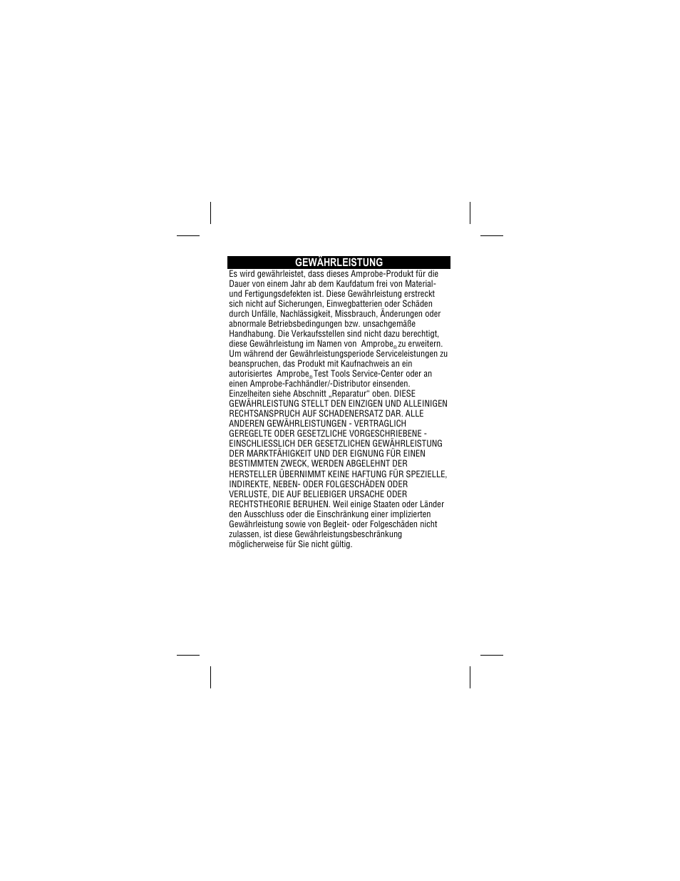 Gewährleistung | Amprobe DM73C Digital-Multimeter User Manual | Page 36 / 55