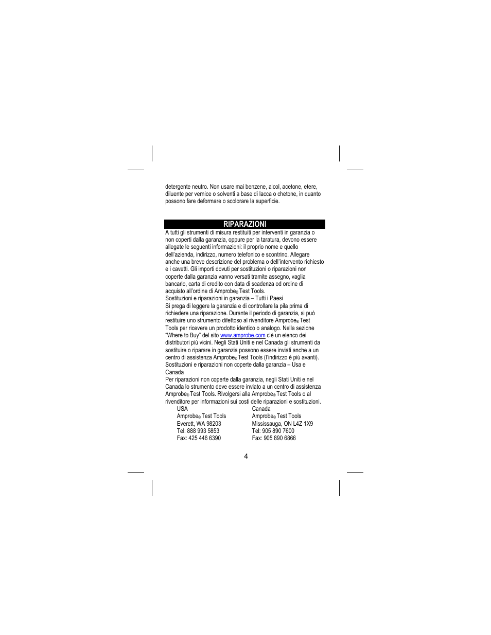 Riparazioni | Amprobe DM73C Digital-Multimeter User Manual | Page 50 / 55